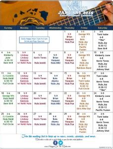 Kona Live Music Calendar